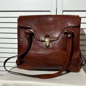 Valentina Medium Brown Leather Satchel Gold Tone Hardware